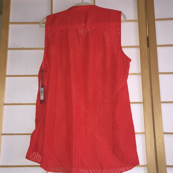 Vince Camuto sheer tunic red sleeveless sheer elegant burnout patterned XXL - Picture 13 of 15